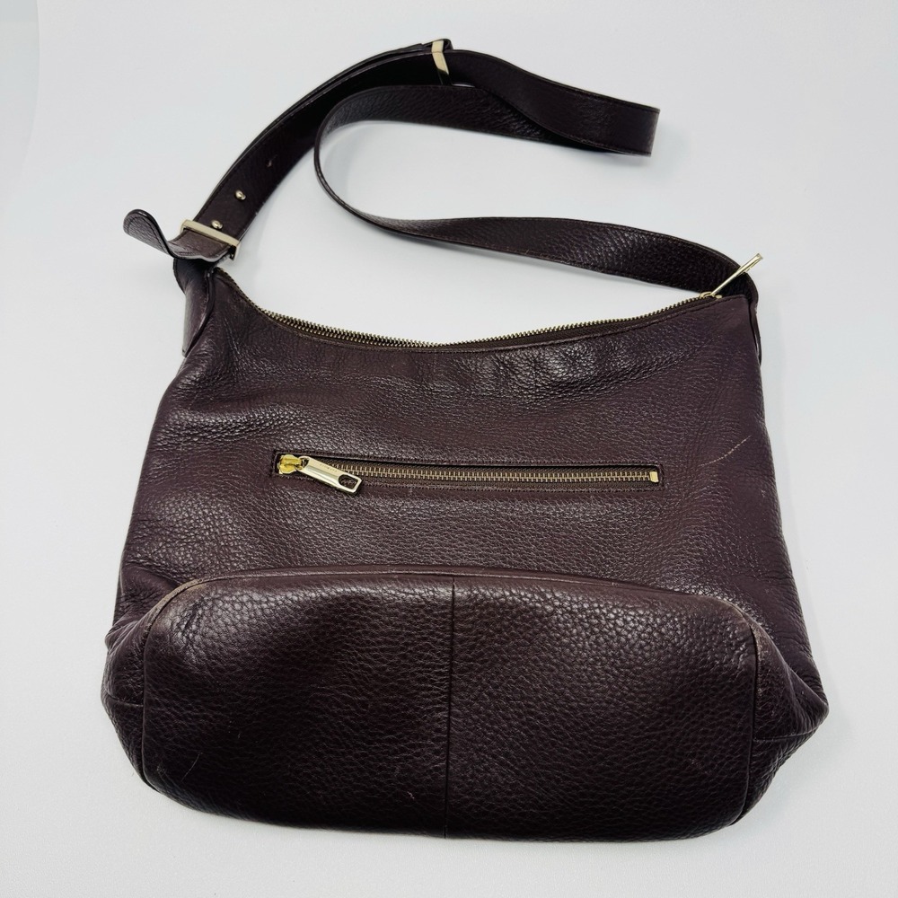 Talbots Leather Shoulder Bag Womens One Size Brown‎ Hobo Purse Zip Classic